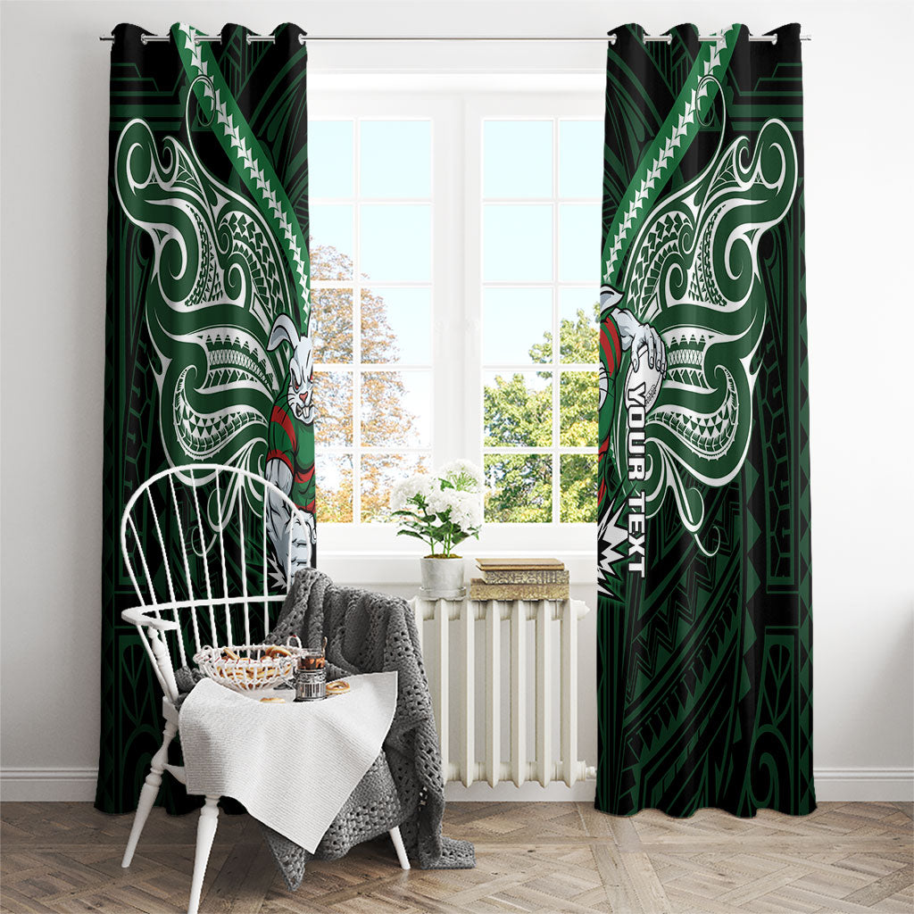 Custom South Sydney Rabbitohs Rugby Window Curtain Rabbit Warrior Polynesia Islander Rugby Mascot
