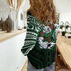 Custom South Sydney Rabbitohs Rugby Women Casual Shirt Rabbit Warrior Polynesia Islander Rugby Mascot
