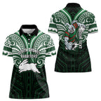 Custom South Sydney Rabbitohs Rugby Women Polo Shirt Rabbit Warrior Polynesia Islander Rugby Mascot
