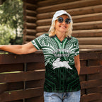 Custom South Sydney Rabbitohs Rugby Women Polo Shirt Rabbit Warrior Polynesia Islander Rugby Mascot