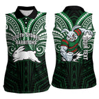Custom South Sydney Rabbitohs Rugby Women Sleeveless Polo Shirt Rabbit Warrior Polynesia Islander Rugby Mascot
