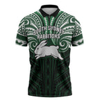 Custom South Sydney Rabbitohs Rugby Zipper Polo Shirt Rabbit Warrior Polynesia Islander Rugby Mascot