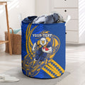 Personalized West Coast Eagles Laundry Basket Polynesian Tribal Eagle Mascot With Hibiscus Floral Art