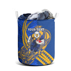 Personalized West Coast Eagles Laundry Basket Polynesian Tribal Eagle Mascot With Hibiscus Floral Art