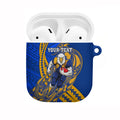 Personalized West Coast Eagles AirPods Case Polynesian Tribal Eagle Mascot With Hibiscus Floral Art