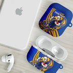 Personalized West Coast Eagles AirPods Case Polynesian Tribal Eagle Mascot With Hibiscus Floral Art