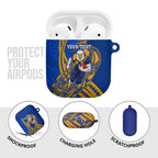 Personalized West Coast Eagles AirPods Case Polynesian Tribal Eagle Mascot With Hibiscus Floral Art