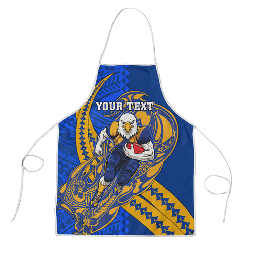 Personalized West Coast Eagles Apron Polynesian Tribal Eagle Mascot With Hibiscus Floral Art