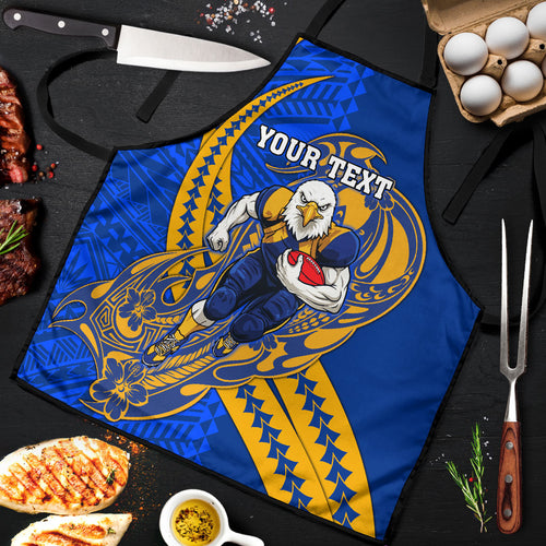 Personalized West Coast Eagles Apron Polynesian Tribal Eagle Mascot With Hibiscus Floral Art