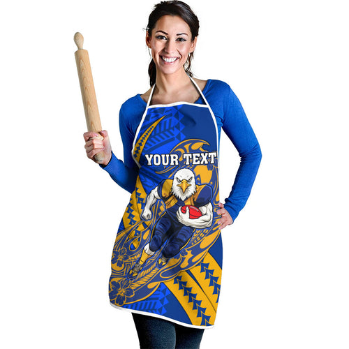 Personalized West Coast Eagles Apron Polynesian Tribal Eagle Mascot With Hibiscus Floral Art