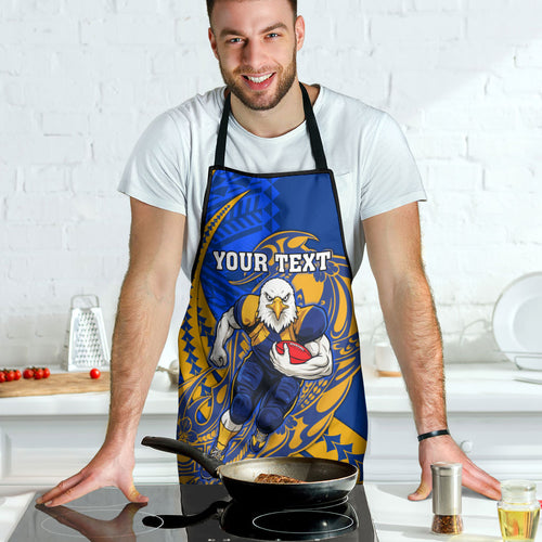 Personalized West Coast Eagles Apron Polynesian Tribal Eagle Mascot With Hibiscus Floral Art