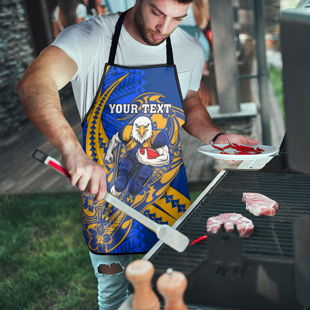 Personalized West Coast Eagles Apron Polynesian Tribal Eagle Mascot With Hibiscus Floral Art