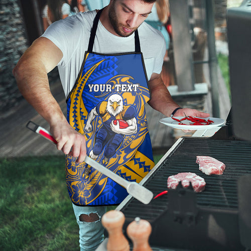 Personalized West Coast Eagles Apron Polynesian Tribal Eagle Mascot With Hibiscus Floral Art