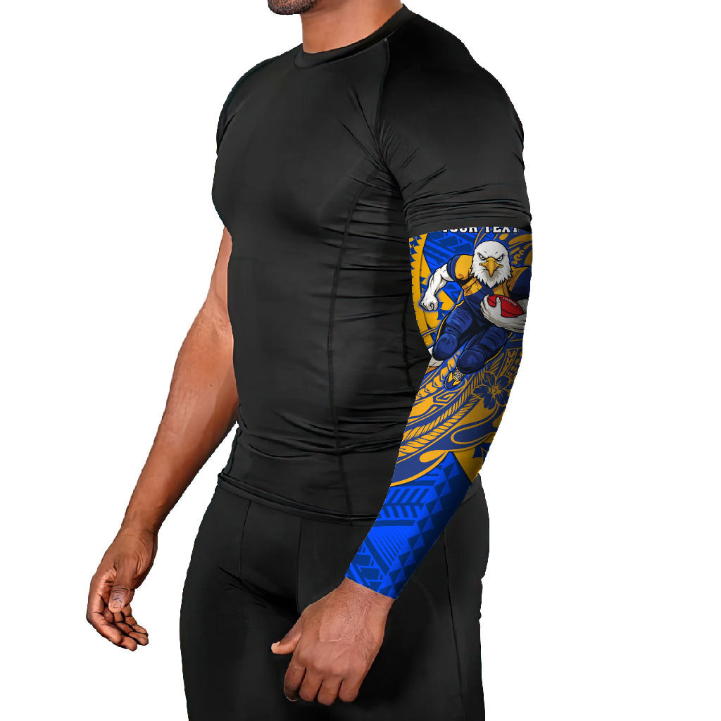 Personalized West Coast Eagles Arm Sleeves Polynesian Tribal Eagle Mascot With Hibiscus Floral Art