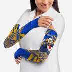 Personalized West Coast Eagles Arm Sleeves Polynesian Tribal Eagle Mascot With Hibiscus Floral Art