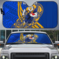 Personalized West Coast Eagles Auto Sun Shade Polynesian Tribal Eagle Mascot With Hibiscus Floral Art