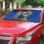 Personalized West Coast Eagles Auto Sun Shade Polynesian Tribal Eagle Mascot With Hibiscus Floral Art