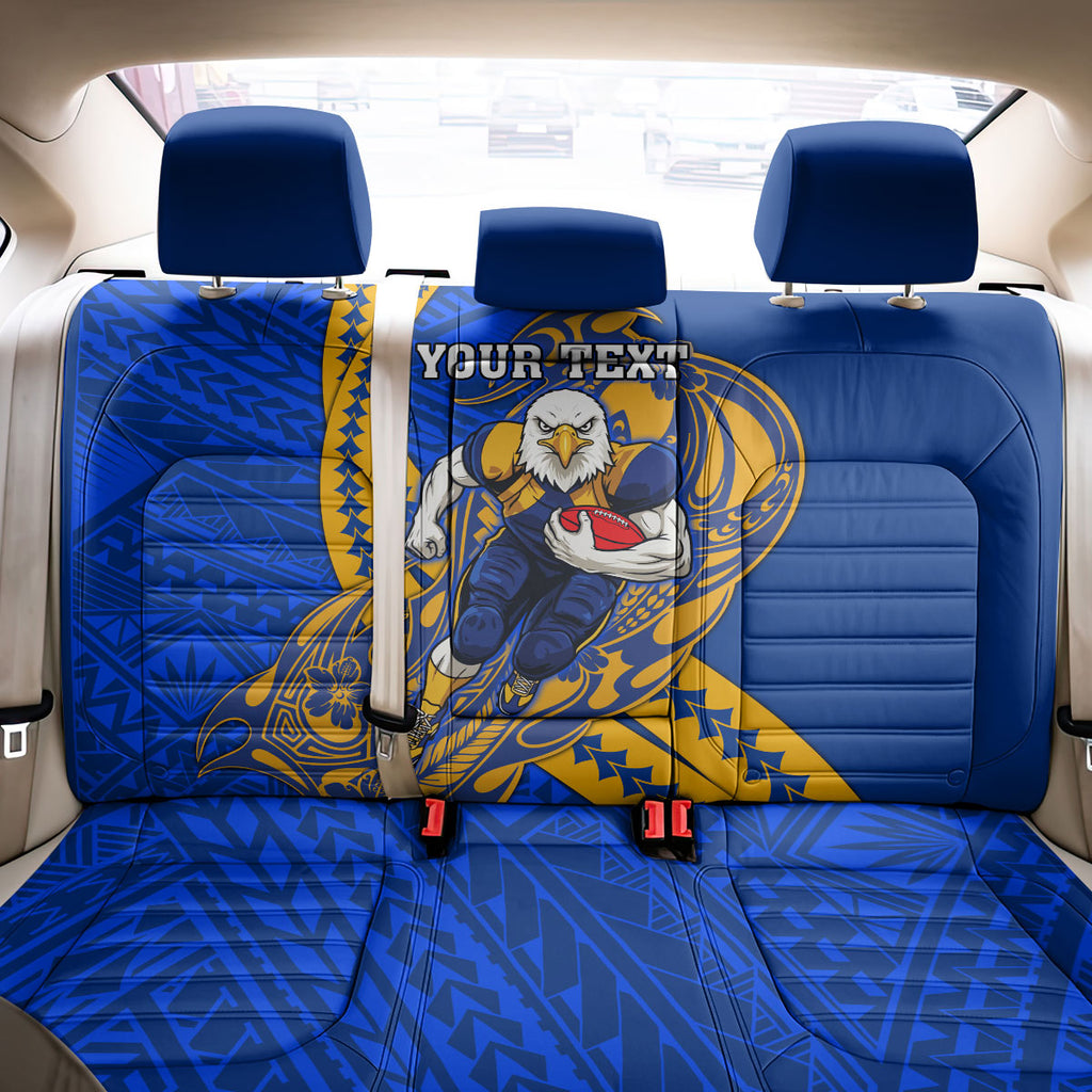 Personalized West Coast Eagles Back Car Seat Cover Polynesian Tribal Eagle Mascot With Hibiscus Floral Art