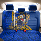 Personalized West Coast Eagles Back Car Seat Cover Polynesian Tribal Eagle Mascot With Hibiscus Floral Art
