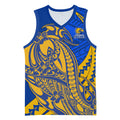 Personalized West Coast Eagles Basketball Jersey Polynesian Tribal Eagle Mascot With Hibiscus Floral Art