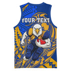 Personalized West Coast Eagles Basketball Jersey Polynesian Tribal Eagle Mascot With Hibiscus Floral Art