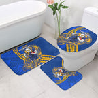 Personalized West Coast Eagles Bathroom Set Polynesian Tribal Eagle Mascot With Hibiscus Floral Art