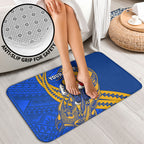 Personalized West Coast Eagles Bathroom Set Polynesian Tribal Eagle Mascot With Hibiscus Floral Art