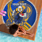 Personalized West Coast Eagles Beach Blanket Polynesian Tribal Eagle Mascot With Hibiscus Floral Art