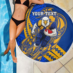 Personalized West Coast Eagles Beach Blanket Polynesian Tribal Eagle Mascot With Hibiscus Floral Art