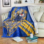 Personalized West Coast Eagles Blanket Polynesian Tribal Eagle Mascot With Hibiscus Floral Art