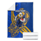 Personalized West Coast Eagles Blanket Polynesian Tribal Eagle Mascot With Hibiscus Floral Art