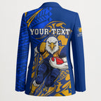 Personalized West Coast Eagles Blazer Polynesian Tribal Eagle Mascot With Hibiscus Floral Art