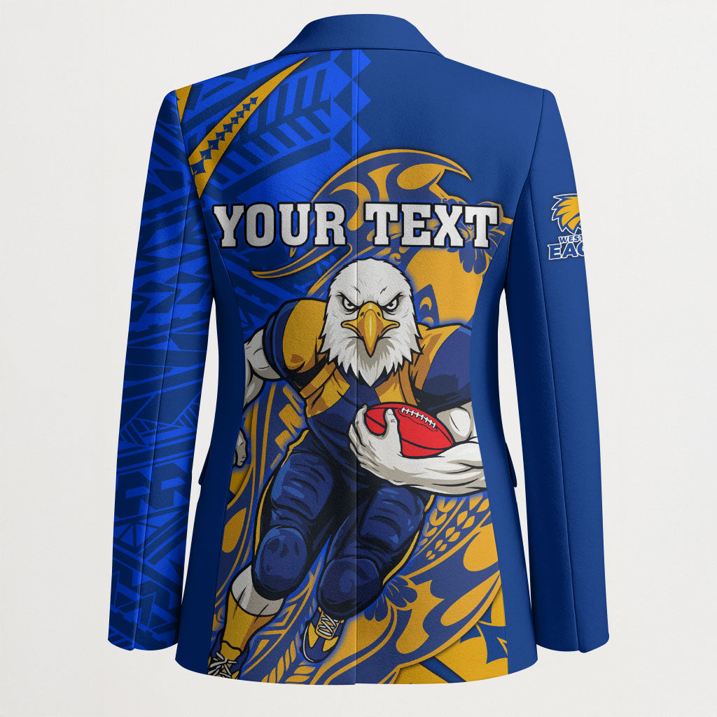 Personalized West Coast Eagles Blazer Polynesian Tribal Eagle Mascot With Hibiscus Floral Art