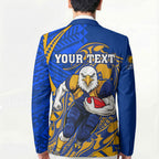 Personalized West Coast Eagles Blazer Polynesian Tribal Eagle Mascot With Hibiscus Floral Art