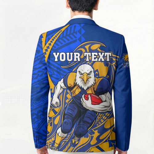 Personalized West Coast Eagles Blazer Polynesian Tribal Eagle Mascot With Hibiscus Floral Art