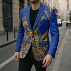 Personalized West Coast Eagles Blazer Polynesian Tribal Eagle Mascot With Hibiscus Floral Art