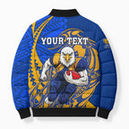 Personalized West Coast Eagles Bomber Puffer Jacket Polynesian Tribal Eagle Mascot With Hibiscus Floral Art