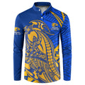 Personalized West Coast Eagles Button Sweatshirt Polynesian Tribal Eagle Mascot With Hibiscus Floral Art