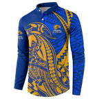 Personalized West Coast Eagles Button Sweatshirt Polynesian Tribal Eagle Mascot With Hibiscus Floral Art