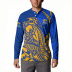 Personalized West Coast Eagles Button Sweatshirt Polynesian Tribal Eagle Mascot With Hibiscus Floral Art