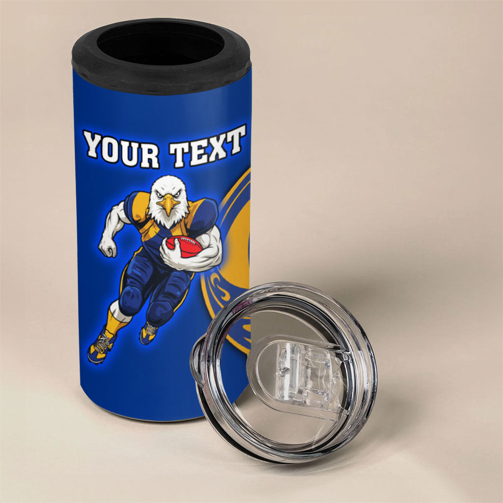 Personalized West Coast Eagles 4 in 1 Can Cooler Tumbler Polynesian Tribal Eagle Mascot With Hibiscus Floral Art