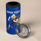 Personalized West Coast Eagles 4 in 1 Can Cooler Tumbler Polynesian Tribal Eagle Mascot With Hibiscus Floral Art