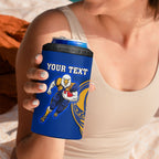 Personalized West Coast Eagles 4 in 1 Can Cooler Tumbler Polynesian Tribal Eagle Mascot With Hibiscus Floral Art