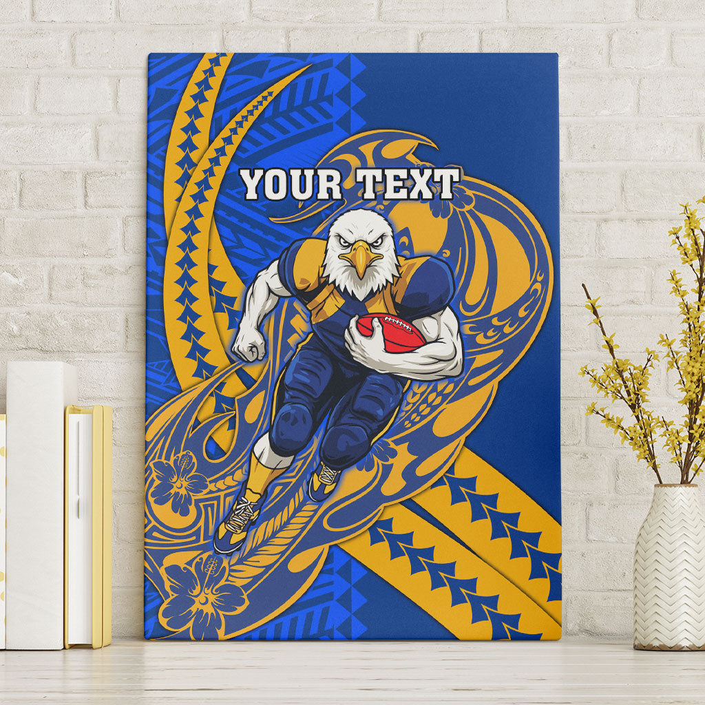 Personalized West Coast Eagles Canvas Wall Art Polynesian Tribal Eagle Mascot With Hibiscus Floral Art