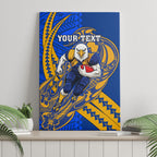 Personalized West Coast Eagles Canvas Wall Art Polynesian Tribal Eagle Mascot With Hibiscus Floral Art