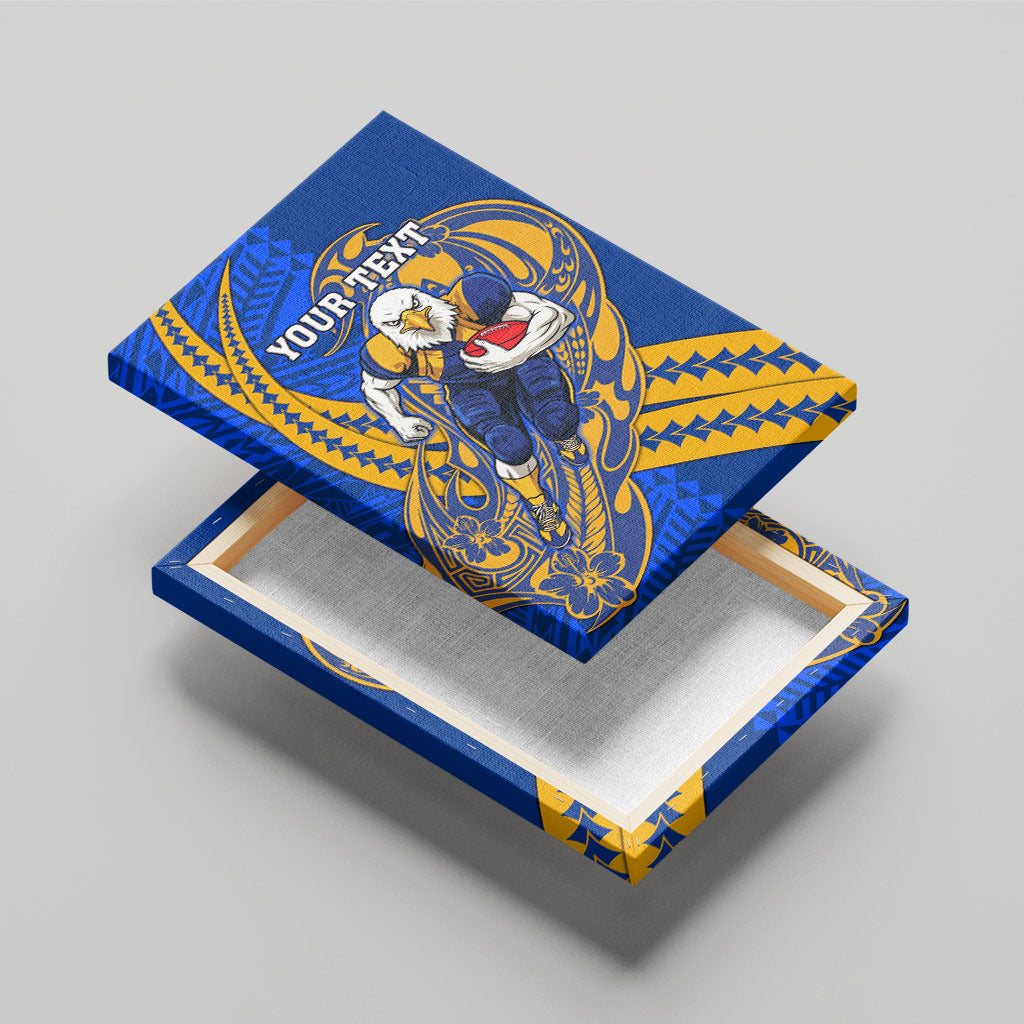 Personalized West Coast Eagles Canvas Wall Art Polynesian Tribal Eagle Mascot With Hibiscus Floral Art