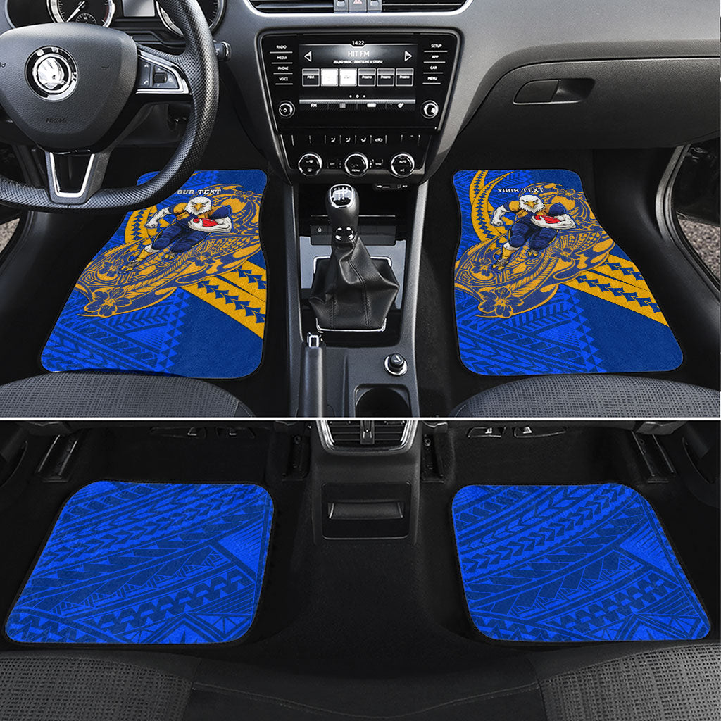 Personalized West Coast Eagles Car Mats Polynesian Tribal Eagle Mascot With Hibiscus Floral Art