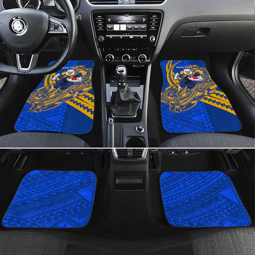 Personalized West Coast Eagles Car Mats Polynesian Tribal Eagle Mascot With Hibiscus Floral Art