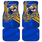 Personalized West Coast Eagles Car Mats Polynesian Tribal Eagle Mascot With Hibiscus Floral Art
