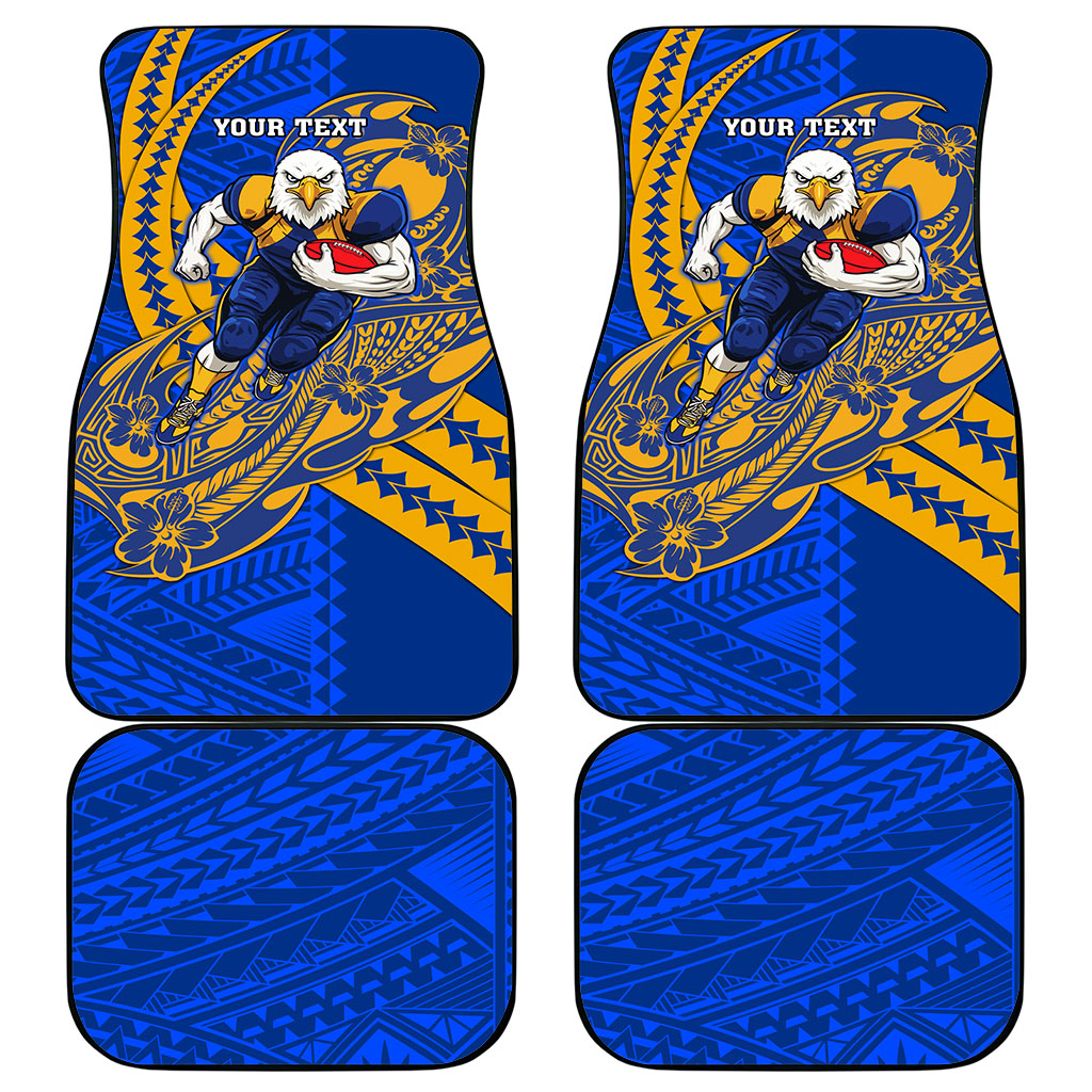 Personalized West Coast Eagles Car Mats Polynesian Tribal Eagle Mascot With Hibiscus Floral Art